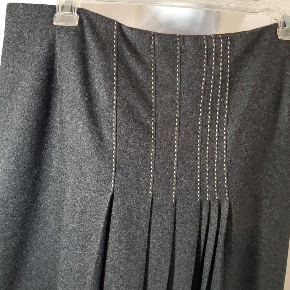 Womens Wool Lined Charcoal A-Line Skirt - Size 16
